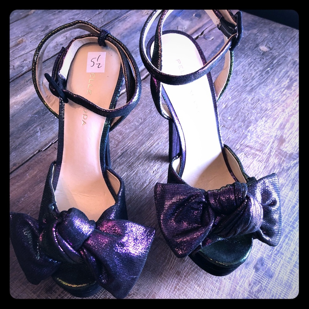 Pelle Moda Black iridescent platform stilettos